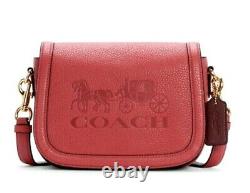 New Coach C4058 Saddle Bag with Horse and Carriage Leather Poppy / Vintage Mauve