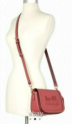 New Coach C4058 Saddle Bag with Horse and Carriage Leather Poppy / Vintage Mauve