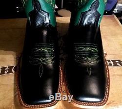 New Mens Sz 9D VINTAGE Anderson Bean HORSE POWER Leather Square Toe Cowboy Boots