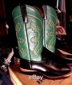 New VINTAGE Anderson Bean HORSE POWER Mens Leather Square Toe Cowboy Boots Sz 9D
