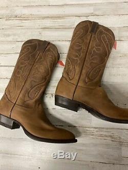 New Vintage TONY LAMA Size 10 D Tan Crazy Horse Mens Cowboy Boots 6478Z NIB USA