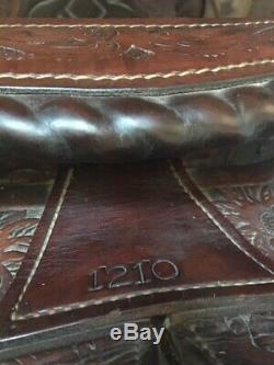 Nicely Tooled Vintage Western Saddlery Saddle 14 seat with horse head detail