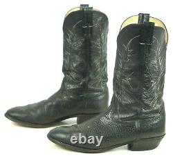 Nocona Black Leather Western Cowboy Boots Vintage 1990 US Made Men's 11.5 D