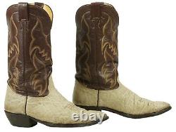 Nocona Brown Bone Exotic Cowboy Boots 8-Row Stitch Vintage US Made Men's 11 D