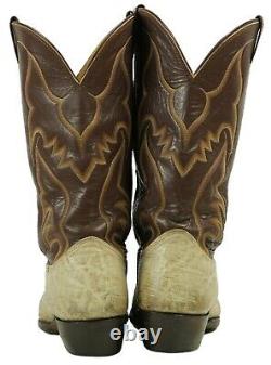 Nocona Brown Bone Exotic Cowboy Boots 8-Row Stitch Vintage US Made Men's 11 D