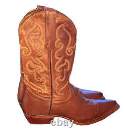 Nocona Brown Leather Cowboy Boots Vintage US Made Women's 7.5 B