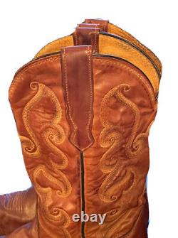Nocona Brown Leather Cowboy Boots Vintage US Made Women's 7.5 B
