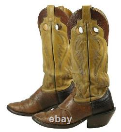 Nocona Distressed Buckaroo Cowboy Boots 3-Tone Vintage US Made Men 8.5 Women 10
