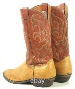 Nocona Western Cowboy Boots Two Tone Brown Leather Vintage US Made Men's 13 D