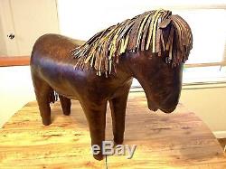OMERSA Large Vintage Leather Pony Horse Footstool Ottoman Abercrombie Fitch
