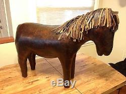 OMERSA Large Vintage Leather Pony Horse Footstool Ottoman Abercrombie Fitch