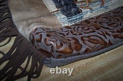 OOAK Large Custom Design Serape Needlepoint Horse Leather Fringe Western Purse