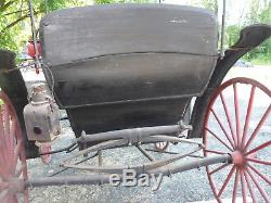 Old Vintage Horse Drawn Surrey Carriage Light Front Rear Leather Fender Tree
