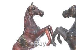 Old Vintage Leather Covered Horse Figure Pair Decorative Collectible