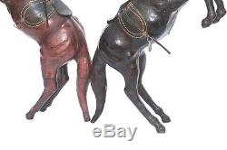 Old Vintage Leather Covered Horse Figure Pair Decorative Collectible