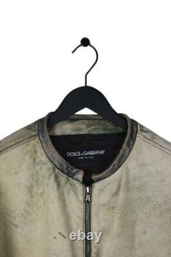 Original Dolce&Gabbana Men Horse Leather Bomber Vintage Look Jacket sz 50IT(M/L)