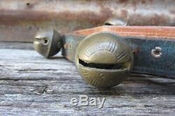 Original Leather Strap Of 24 Antique Sleigh Bells #3 Vintage Horse Jingle Bells