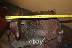 Ornate Vintage Tooled Leather Horse Saddle Cowboy Western Decor