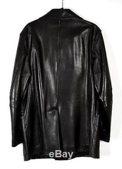 PRADA Vintage Black Horse Leather Double-Breasted Leather Coat 52