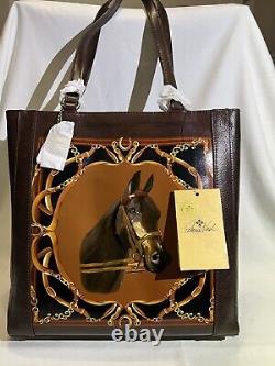 Patricia Nash Vianna Large Tote Bag & Charm Vintage Horse Equestrian Collection