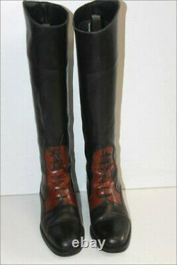 Pietro Di Roma Boots vintage Lady Horse Riders all Leather Bicolour T 36.5, Vgc