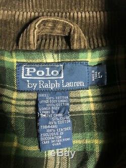 Polo Ralph Lauren Brown Corduroy Shooting Hunting Jacket Rugged RRL VTG Leather