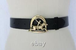Polo player Ralph Lauren Collection vintage brass equestrian horse belt leather