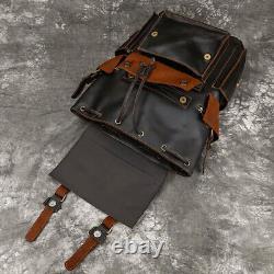 Premium Crazy Horse Leather Backpack Large Capacity, Vintage Retro Style for Men