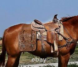Premium Quality Leather Western Handmade Vintage Saddle Bag for Horse saddle