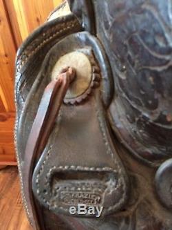 R. T. Frazier Maker Vintage Antique Leather Horse Western Saddle Pueblo Colorado