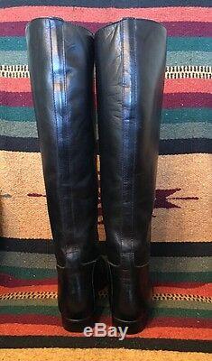 RALPH LAUREN Vtg 80s Black Lace-Up English Riding Field Boot 6B Italy Mint RARE