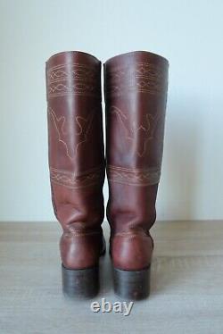 RARE Frye Campus Stitching Horse Leather Riding Boot 7.5 B Western Cowboy 77370