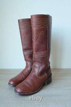 RARE Frye Campus Stitching Horse Leather Riding Boot 7.5 B Western Cowboy 77370