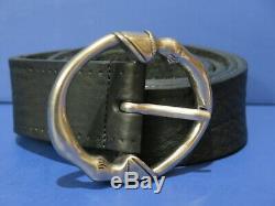 RARE HTF Vintage Gucci Black Leather Belt HORSE HOOF Silver Buckle