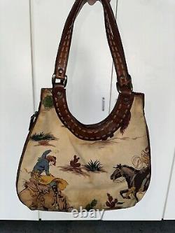 RARE Isabella Fiore Vintage Leather Exterior Horse Beaded Bag With Bag