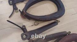 RARE! Matched Pair Vintage Leather Horse Collars w Brass Hames Fittings Straps