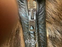 RARE True VTG 1940s Grizzly Leather Jacket REAL Horse/CALF/Bear Fur Cafe Racer