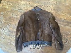 RARE True VTG 1940s Grizzly Leather Jacket REAL Horse/CALF/Bear Fur Cafe Racer
