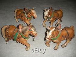 Rare Vintage Steha Western Germany Horse Pull Toy Wheels Leather Straps Set Of 4
