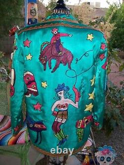 RARE VTGSANDY STARKMANM/LWestern Cowboy Rodeo Bronc Horse Embroidered Jacket