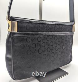 RARE? Vintage CELINE Cross Body Bag Cavas Leather Black Horse Carriage Japan