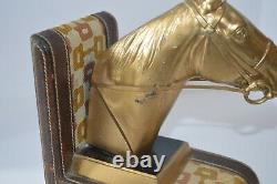 RARE Vintage Gucci Bookend Horse Equestrian Leather Office Decor