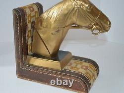 RARE Vintage Gucci Bookend Horse Equestrian Leather Office Decor