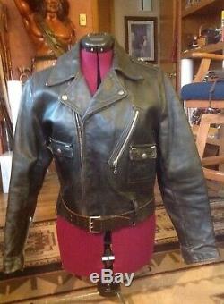 RARE Vintage Harley Davidson Horse Hide Leather 1950s Cycle Champ Jacket DPocket
