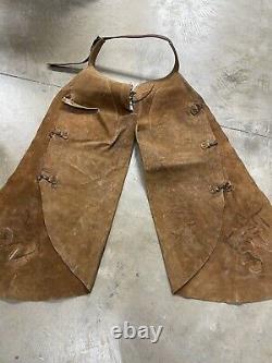 RARE Vintage Hermann H Heiser BATWING COWBOY Western Leather CHAPS Initials VC
