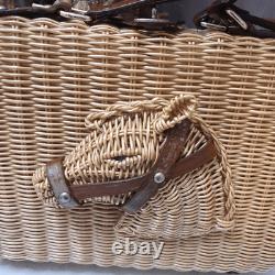 RARE Vintage Marcus Brother wicker 3D horse head handbag purse from the 1960's