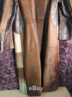 RARE Vintage Womens Brown Horse Hair Leather Trim Trench Coat (Size Medium)