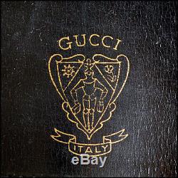 RDC8263 Authentic Gucci Vintage Black Leather Horse-Bit Flap Shoulder Bag