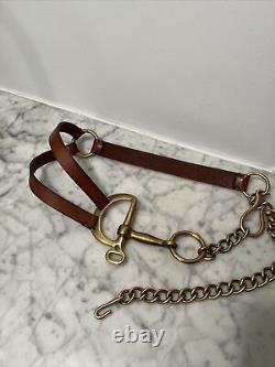 Ralph Lauren Equestrian Belt Leather Brass Bridle Stirrup Horse Bit Medium RARE