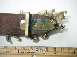 Ralph Lauren Leather Belt Polo Horses Vintage 1.25 Brass 32 Brown 404074373-43M